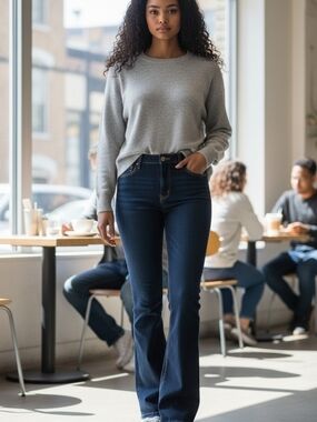 Dark Blue High-Rise Flare Jeans